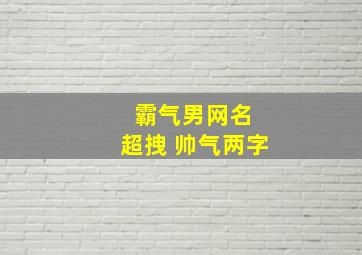 霸气男网名 超拽 帅气两字